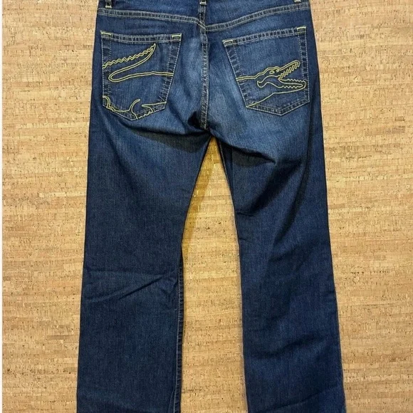 Lacoste Blue Boot Cut Jeans with Gold Stitching - Picture 1 of 7